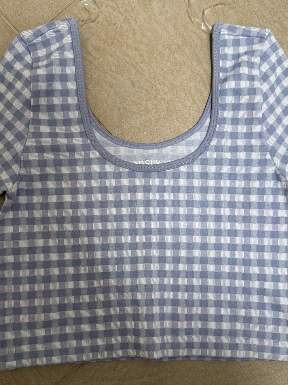Aeropostale Blue and White Gingham Scoop Neck Top NWT